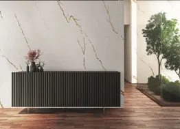 Madia a 3 ante ondulate in laccato opaco ardesia Wave70 di Fratelli Mirandola