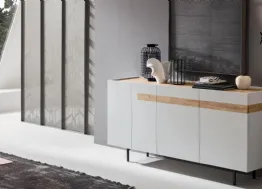 Madia Gilda GL002 finitura Bianco con top e inserto in Rovere Nodato di Maronese Acf