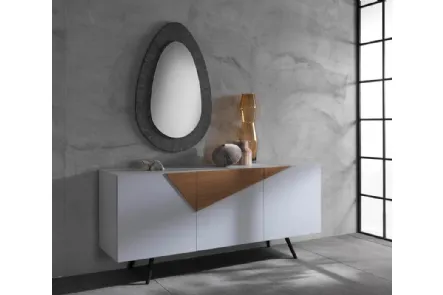 Madia Ginger 01 in melaminico bianco con inserti in rovere di Stones