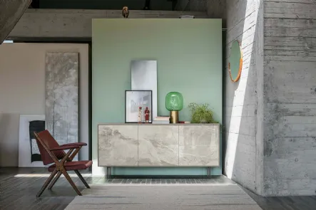 Madia Giunone in laminato con inserto in Gres porcellanato effetto marmo di Target Point