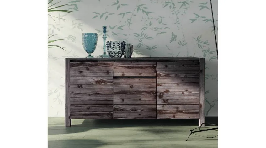 Madia bassa Londra Art 1102 in legno laccato gessato chiaro di Fratelli Mirandola