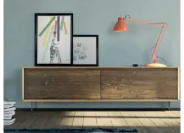 Madia Shark Art 1496px in legno di abete vecchio con piedi in plexiglass di Fratelli Mirandola