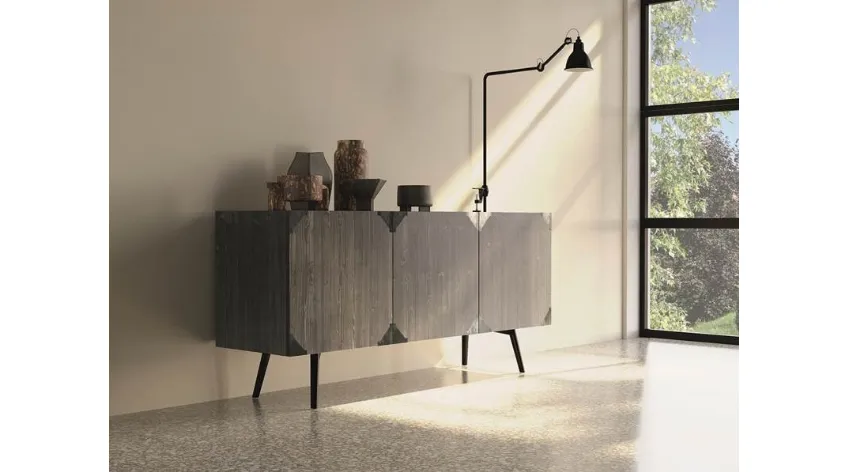 Madia Moon Art 180 in legno laccato fango con angoli metallici di Fratelli Mirandola