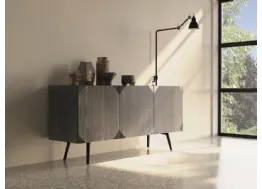 Madia Moon Art 180 in legno laccato fango con angoli metallici di Fratelli Mirandola
