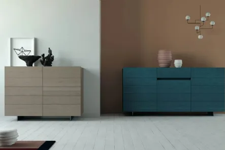 Madia Dallas Art 1101pa e Art 1102pa in legno di abete laccato sabbia e blu petrolio di Fratelli Mirandola