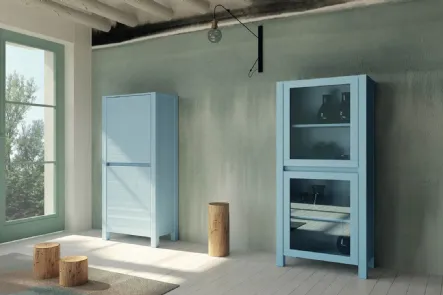 Madia alta Londra Art 1107 e Art 1108 in legno laccato azzurro di Fratelli Mirandola