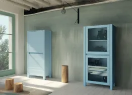 Madia alta Londra Art 1107 e Art 1108 in legno laccato azzurro di Fratelli Mirandola