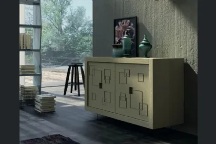 Madia Mastra Art 1771px in legno intagliato laccato verde oliva di Fratelli Mirandola