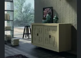 Madia Mastra Art 1771px in legno intagliato laccato verde oliva di Fratelli Mirandola