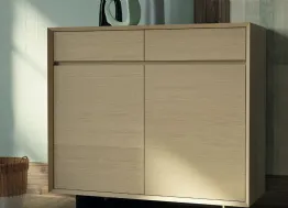 Madia Shark 1495pa in legno finitura tortora con piedi in acciaio di Fratelli Mirandola