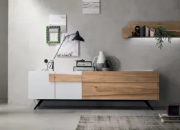 Madia Scuderia M9150 in Rovere Naturale e laccato bianco con mensola metallo di Maronese Acf