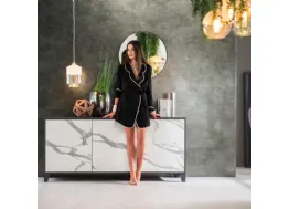 Madia Rea con struttura in melaminico color antracite e ante in HPL Grigio marmo Calacatta di Stones