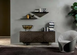 Madia Coated in legno con lavorazione spazzolata finitura rame di Tonin Casa