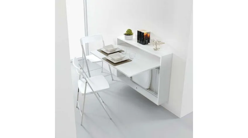 Mobile ingresso apribile con tavolo-scrivania in laminato ecologico Bureau Pezzani