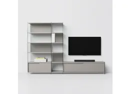 Mobile Porta Tv componibile in laminato con fianchi in vetro Byblos 02 di Pezzani