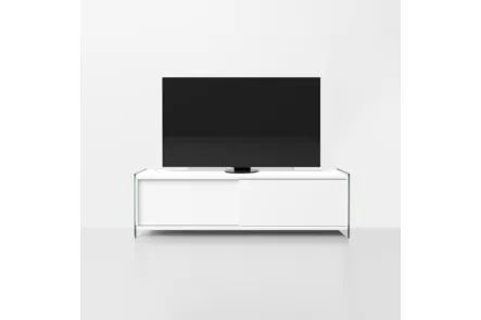 Mobile Porta Tv in laminato con fianchi in vetro temperato Byblos 03 di Pezzani