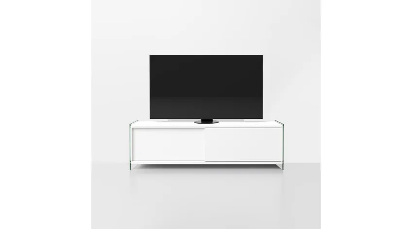 Mobile Porta Tv in laminato con fianchi in vetro temperato Byblos 03 di Pezzani