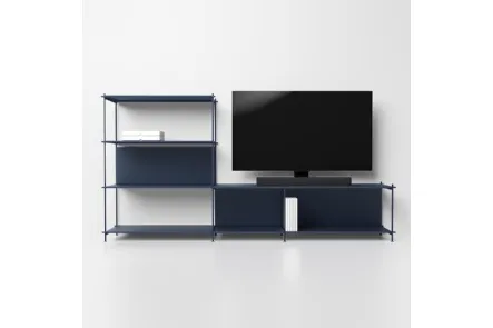 Mobile Porta Tv componibile in acciaio e laminato Musa 03 di Pezzani