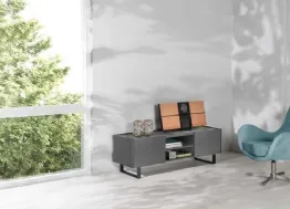 Mobile Porta Tv Pegaso in MDF laccato grigio con top in ceramica marmo grigio di Stones