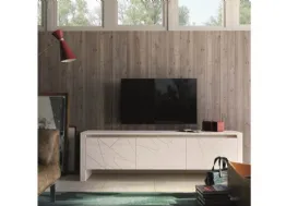 Porta tv Diagona in legno massello di abete laccato a tre ante di Fratelli Mirandola