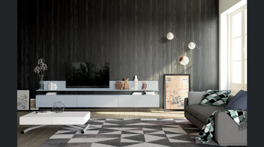 Mobile Porta Tv sospeso Unikawood 17 in legno laccato grigio di Fratelli Mirandola