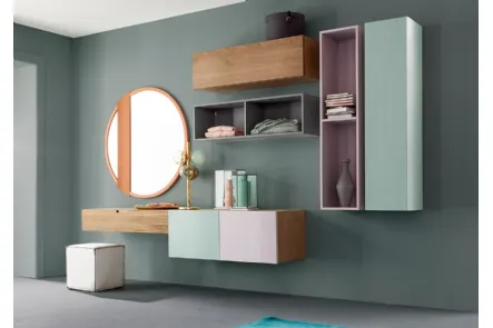 Mobile sospeso Living Zero 16 L07 in Rovere laccato e naturale di Devina Nais