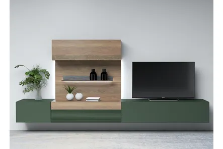 Mobile sospeso Living Zero 16 L36 in legno massello laccato e naturale di Devina Nais