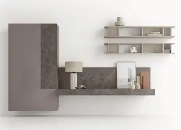 Parete Attrezzata GS304 in laccato opaco e melaminico effetto marmo grafite SantaLucia