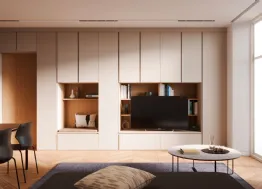 Parete Attrezzata Living Bianco e Rovere Modul Box di Nardi Interni