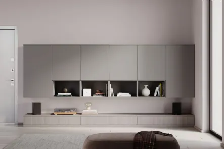 Parete Attrezzata Living Grigio Modul Box di Nardi Interni