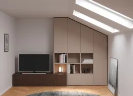 Parete Attrezzata Living Mansarda Cotto Modul Spalla di Nardi Interni
