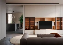 Parete Attrezzata Living Rovere e Tortora Modul Box di Nardi Interni