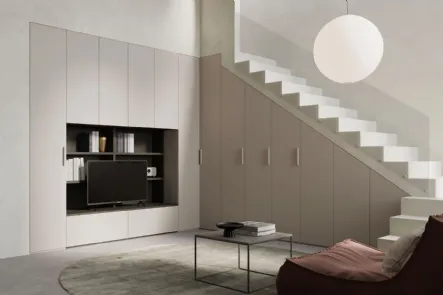 Parete Attrezzata Living Sottoscala su Misura Modul Spalla di Nardi Interni