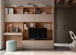 Parete Attrezzata Living tortora con Desk Modul Box di Nardi Interni