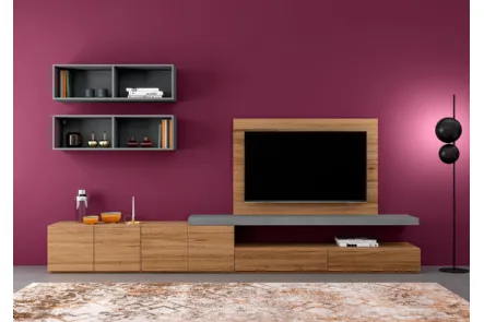 Parete attrezzata Zero 16 L15 in legno di Rovere massello di Devina Nais