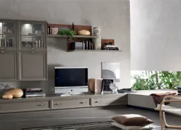 Libreria Murano MU460 finitura Grigio con inserto boiserie Noce di Maronese Acf