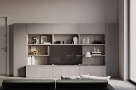 Parete Attrezzata Living in melaminico Ossidato e Grigio di Nardi Interni