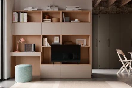 Parete Attrezzata Living Tortora con Desk Modul Box di Nardi Interni