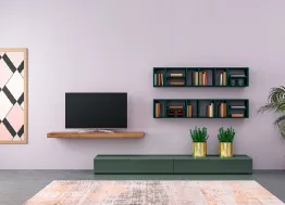 Parete Attrezzata Zero 16 L17 in legno di Rovere laccato di Devina Nais