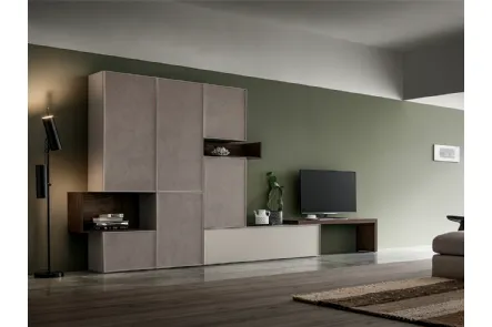 Parete Attrezzata con ante in ecopelle KD010 di SantaLucia