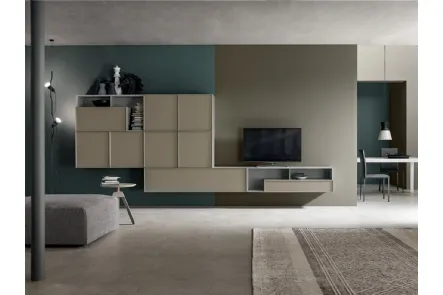 Parete Attrezzata moderna con base sospesa KD011 di SantaLucia