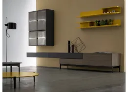 Parete Attrezzata con vetrinetta sospesa dotata di luci a led interne KV010 SantaLucia