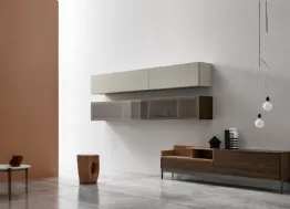 Parete Attrezzata in melaminico con frontali in laccato opaco e vetro KV018 di SantaLucia