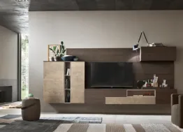 Parete Attrezzata Seta SA2218 in melaminico Rovere Thea e laccato opaco Canapa di Maronese Acf