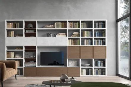 Parete Attrezzata Spalla SA2222 in Rovere Grigio e melaminico Cemento Grigio di Maronese Acf