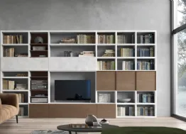 Parete Attrezzata Spalla SA2222 in Rovere Grigio e melaminico Cemento Grigio di Maronese Acf