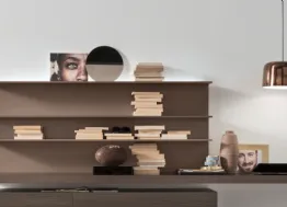Parete Attrezzata Unix SU2112 in melaminico Rovere Thea e laccato opaco Bronzo, Castagno di Maronese Acf
