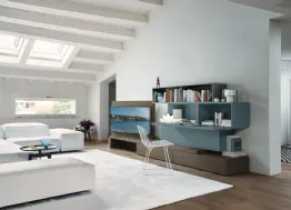 Parete Attrezzata Vision 01 in Rovere e laccato Piombo opaco di Sangiacomo