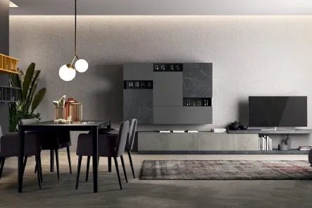 Parete Attrezzata Vitalyty C09B in melaminico Stone Grey di Colombini Casa