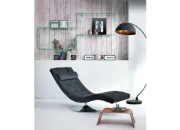Poltrona chaise longue relax in ecopelle con base cromata girevole Sleeper di Stones